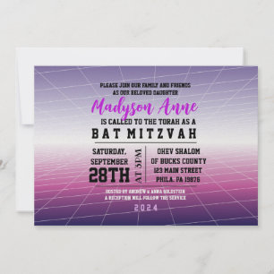 Invitation JEU 3D violet JEU DIGITAL Bar Mitzvah