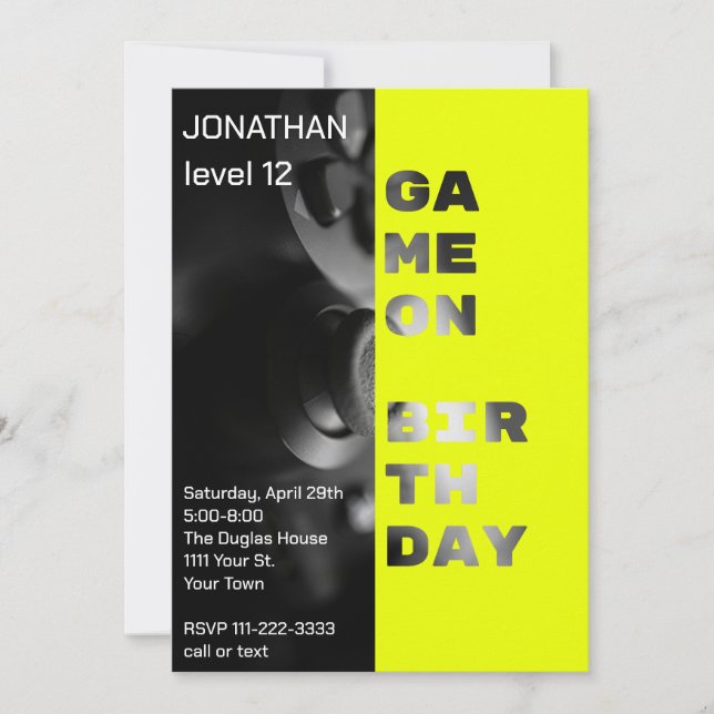 Invitation Jeu à Anniversaire Personnalisé Gamer Niveau vers  (Devant)