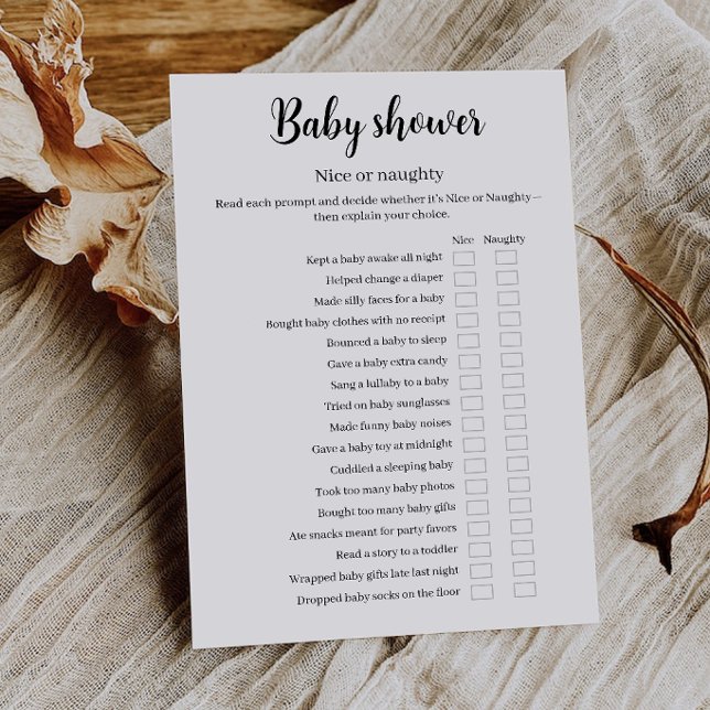 Invitation Jeu Baby Shower Nice ou Naughty, Jeu Amusant, (Baby Shower Nice or Naughty Game, Funny Game, Invitation)