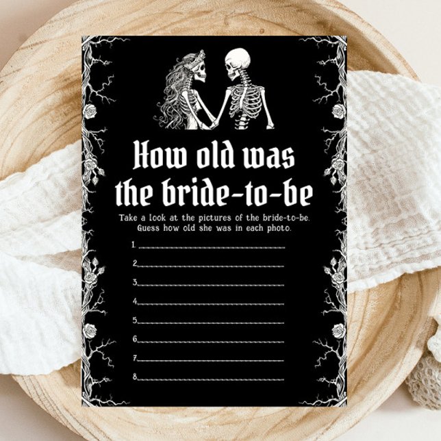 Invitation Jeu Black Halloween Quel âge avait la future marié (Black Halloween How Old Was the Bride-to-be Game)