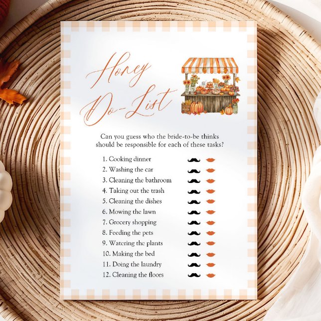 Invitation Jeu Combien avait l'âge la mariée à Gingham Orange (Fall Orange Gingham How Old Was The Bride Game)