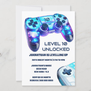 Invitation Jeu contrôleur vidéo jeu au niveau déverrouillé
