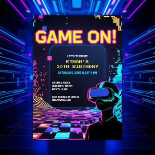 Invitation Jeu cool Jeu Glitch Thème VR Anniversaire