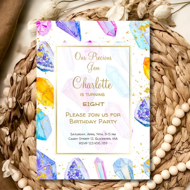 Invitation Jeu d'anniversaire Cristaux Jeu de Fête de fille d (Créateur téléchargé)