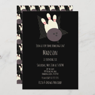 Invitation Jeu d'anniversaire de la Bowling Alley moderne noi