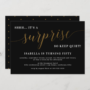 Invitation Jeu d'Anniversaire Noir & Or moderne