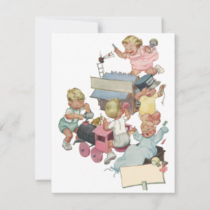 Invitation Jeu d'anniversaire vintage Jeu Trains