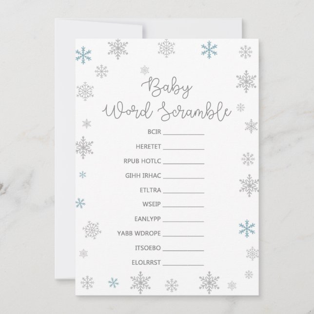 Invitation Jeu d'Baby shower hivernal avec réponse en 5 x 7