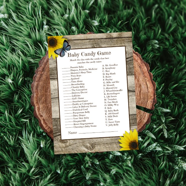 Invitation Jeu de baby shower Baby Candy Fleur de Tournesol R (Créateur téléchargé)