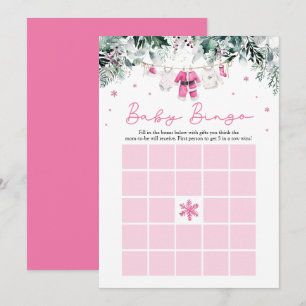 Invitation Jeu de baby shower Bingo Baby Santa Noël Bébé Rose