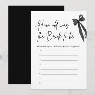 Invitation Jeu de Baby Shower Black Bow Quel âge avait la mar