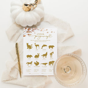 Invitation Jeu de Baby Shower Chute de Grossesse Animale