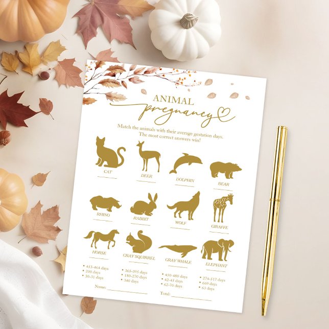 Invitation Jeu de Baby Shower Chute de Grossesse Animale (Créateur téléchargé)