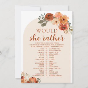 Invitation Jeu de Baby Shower « Citrouille d'Automne : Préfér