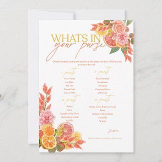 Invitation Jeu de Baby Shower Citrus Qu'est-ce qu'il y a dans