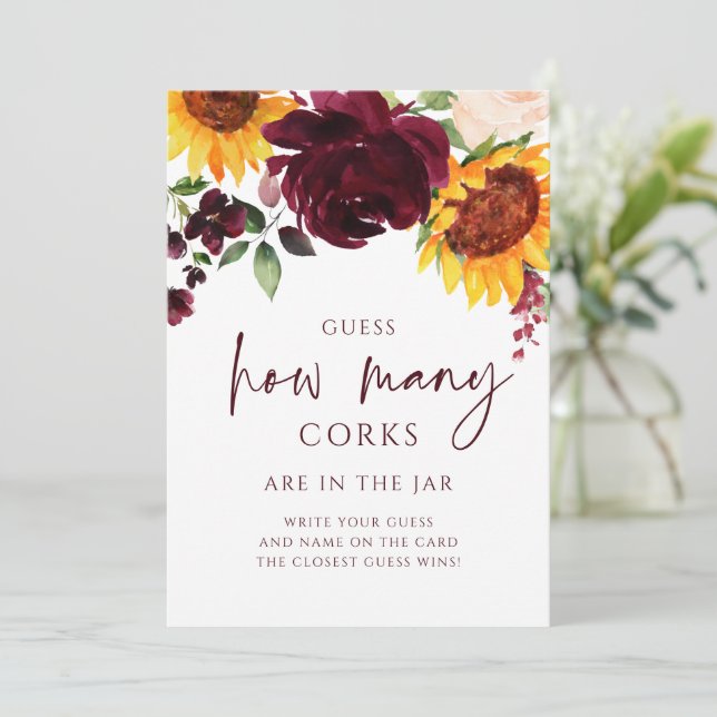 Invitation Jeu de Baby Shower Combien de Bouchons Tournesols  (Debout devant)