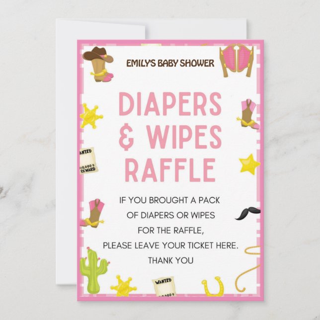 Invitation Jeu de Baby shower Cowgirl - Nom modifiable, taill (Devant)