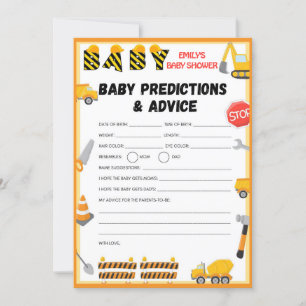 Invitation Jeu de Baby shower de construction - Nom modifiabl