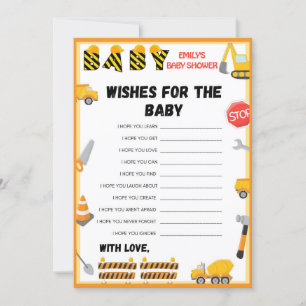 Invitation Jeu de Baby shower de construction - Nom modifiabl