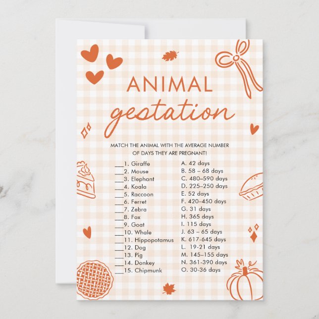 Invitation Jeu de Baby shower de la manifestation animale tir (Devant)