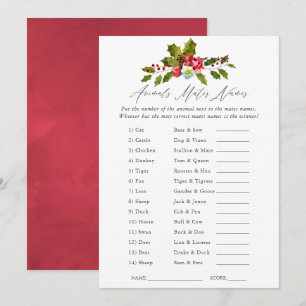 Invitation Jeu de baby shower de Noël floral holly mariage