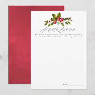 Invitation Jeu de baby shower de Noël floral holly mariage