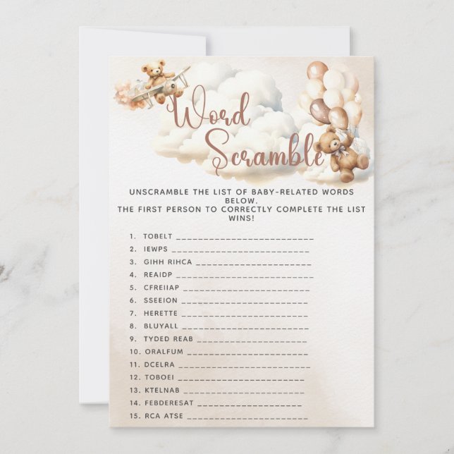 Invitation Jeu de baby shower : démêlez « We Can Bearly Wait  (Devant)