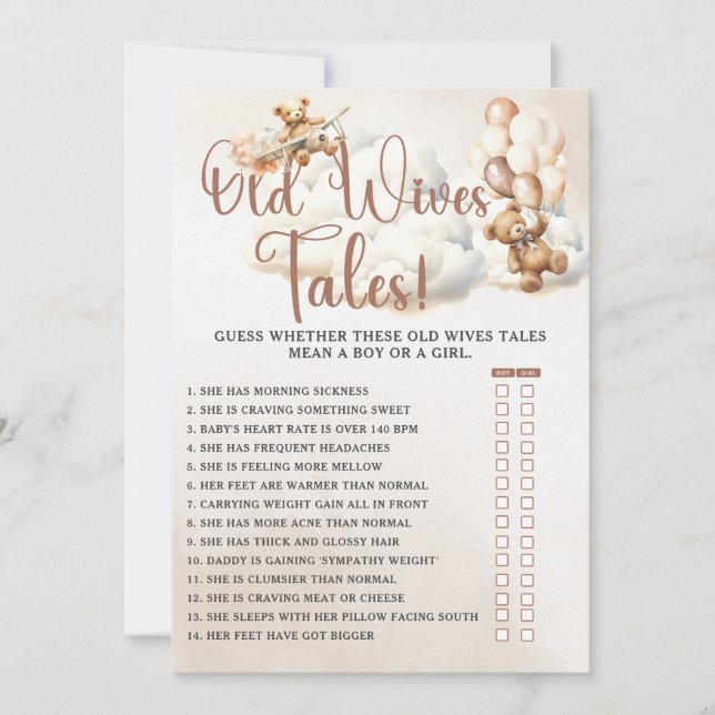 Invitation JEU DE BABY-SHOWER DES HISTOIRES DE GRAND-MÈRES Ou (Devant)