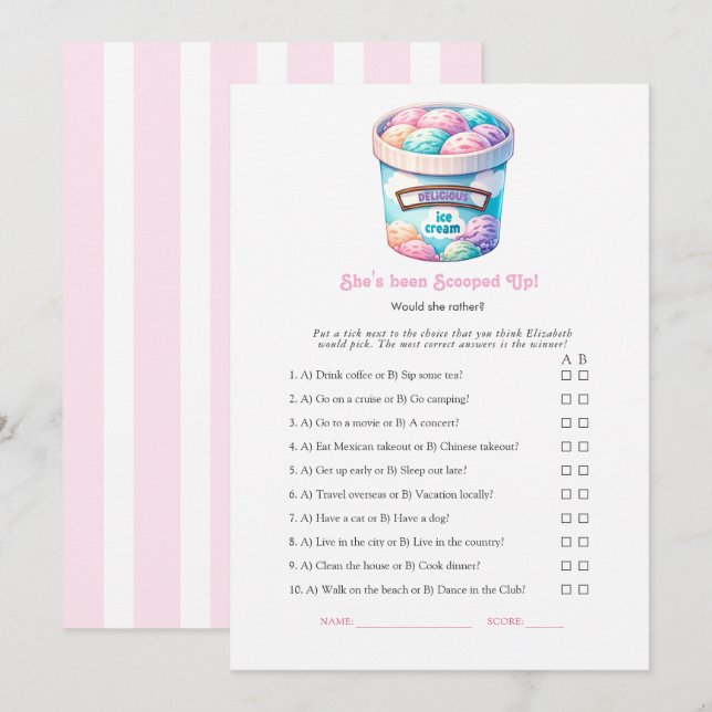 Invitation Jeu de Baby Shower « Elle a été Ramassée » (Devant / Derrière)