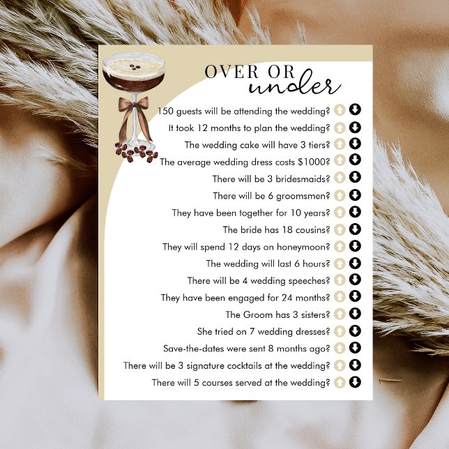 Invitation Jeu de Baby Shower 'Espresso Martini Over ou Under (Créateur téléchargé)