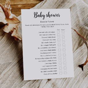 Invitation Jeu de Baby Shower Ever ou Never imprimable