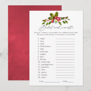 Invitation Jeu de Baby Shower Floral de Noël sur le thème Hou