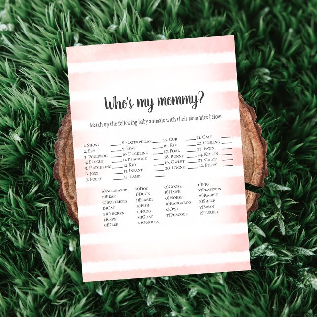 Invitation Jeu de Baby Shower 'Lapin Blanc Rose Qui est ma Ma (Créateur téléchargé)