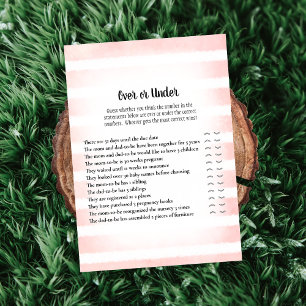 Invitation Jeu de baby shower Lapin Brun Rose Over Under