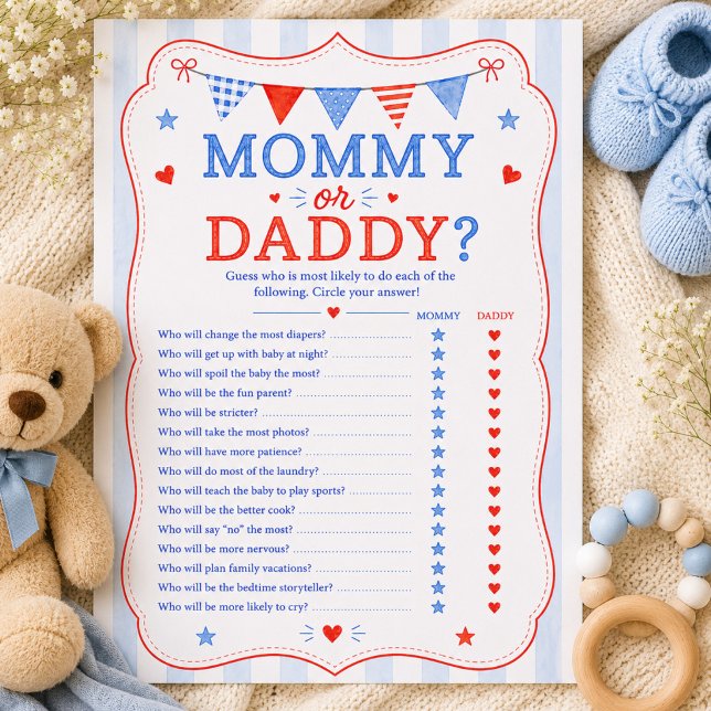 Invitation Jeu de Baby Shower « Maman ou Papa » (Créateur téléchargé)