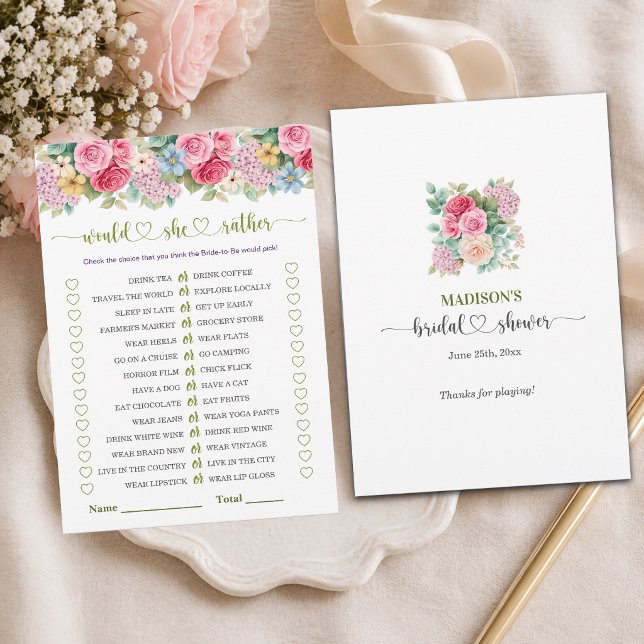 Invitation Jeu de Baby Shower Mariage Chic Floral (Créateur téléchargé)