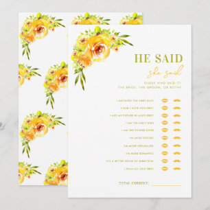 Invitation Jeu de Baby Shower Mariage Dit-Elle Dit-Il