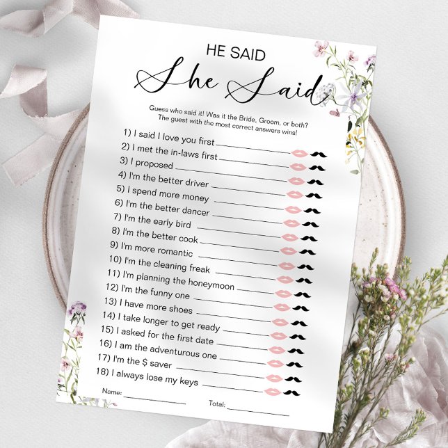 Invitation Jeu de Baby Shower Mariage Il a Dit Elle a Dit (Créateur téléchargé)