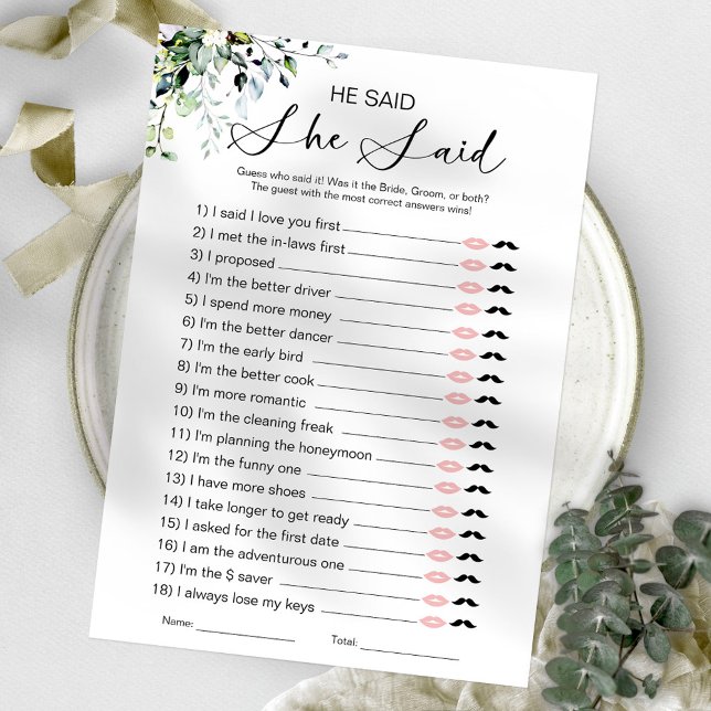 Invitation Jeu de Baby Shower Mariage Il a Dit Elle a Dit (Créateur téléchargé)