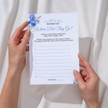 Jeu de Baby Shower Mariage Iris Bleu Où Sont-Ils A