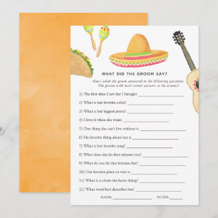 Invitation Jeu de Baby Shower Mariage Taco Fiesta Mexicaine