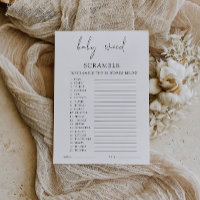 Jeu de Baby shower minimaliste - Brouillage de mot