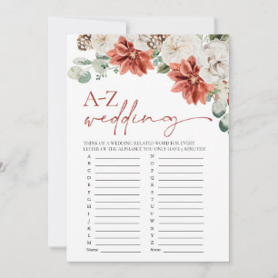 Invitation Jeu de Baby Shower Moderne Mariage Rouge Hiver A-Z