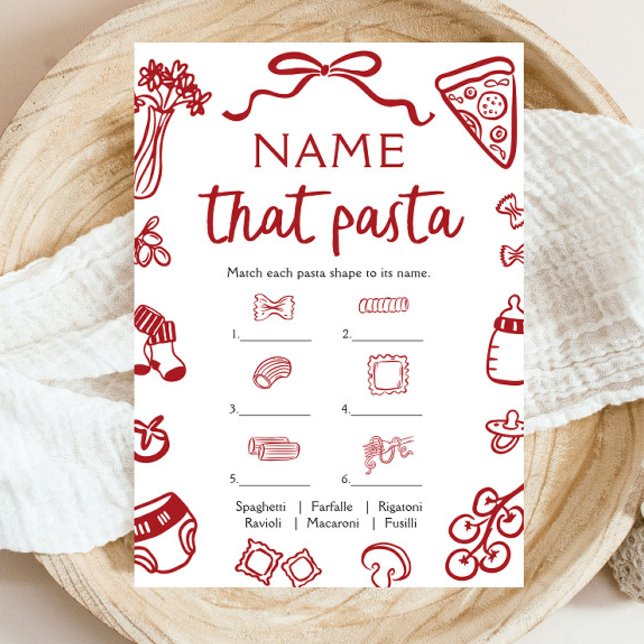 Invitation Jeu de baby-shower : Nommez ces pâtes dessinées à  (Créateur téléchargé)