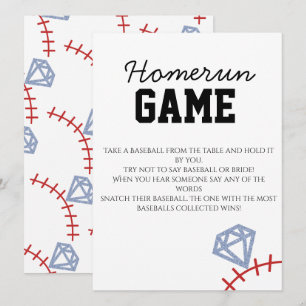 Invitation Jeu de Baby Shower Pailleté Homerun Baseball Sport