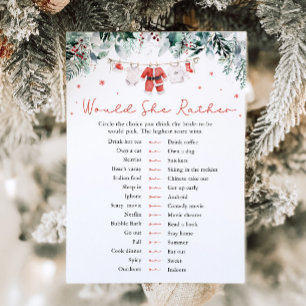 Invitation Jeu de Baby Shower 'Père Noël de Noël Préfèrerait-