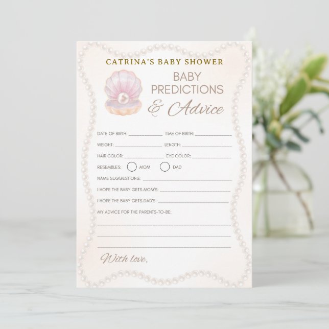 Invitation Jeu de Baby Shower Perle - Nom éditable, 5x7 (Debout devant)