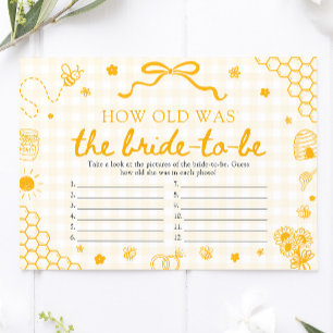Invitation Jeu de Baby Shower 'Quel âge avait la mariée Abeil