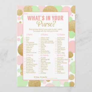 Invitation Jeu de baby shower Qu'y a-t-il dans votre sac