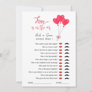 Invitation Jeu de Baby Shower Red & White Hearts 